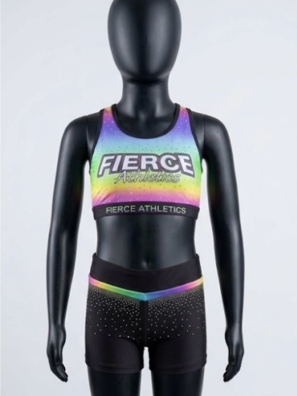 Kids Rainbow Sports Bra and Shorts Set - Black size S kids
